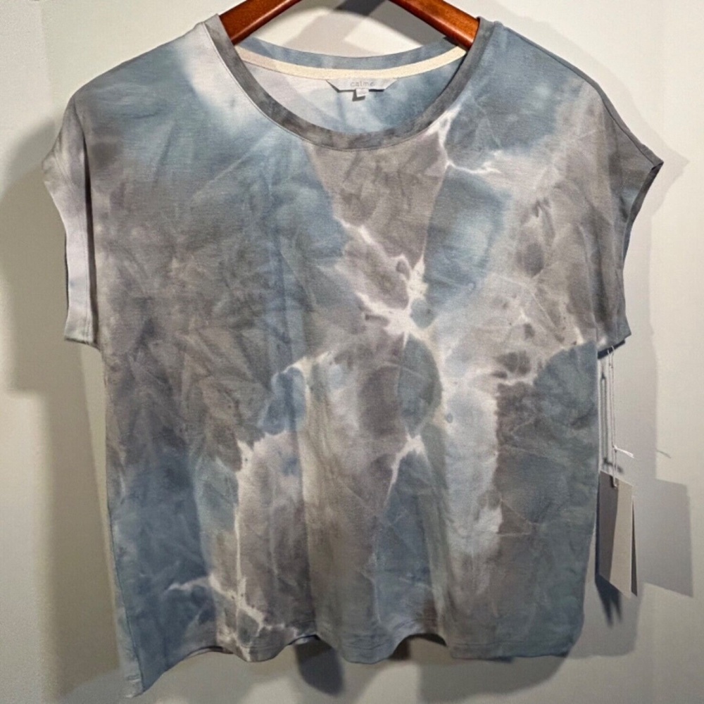 Johnny Was Calme Rain Blue Tie Dye Tee Shirt Size S